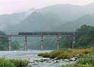 Down-bound Paleo Express on the longest bridge of Chichibu Railway over the Ara River