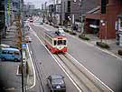 The first part of the tramway to Hirokoji is single track with passing loops