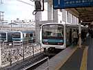 Higashi (East)-Jujo station is located under the tall viaduct of the Tohoku Shinkansen