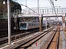 A view between Uguisudani and Ueno from the rear of a south bound train