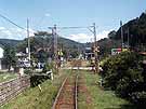 Weed grown Yaotsu Line track in a rustic scenery