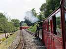 An up bound steam train proceeds along the double-tracked  main route