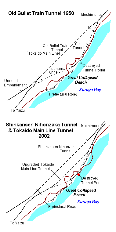 Map of the area around Nihonzaka Tunnel