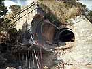 Destroyed western exit of Sekibe Tunnel