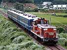 A DE101172 hauled stopping train near Yufuin